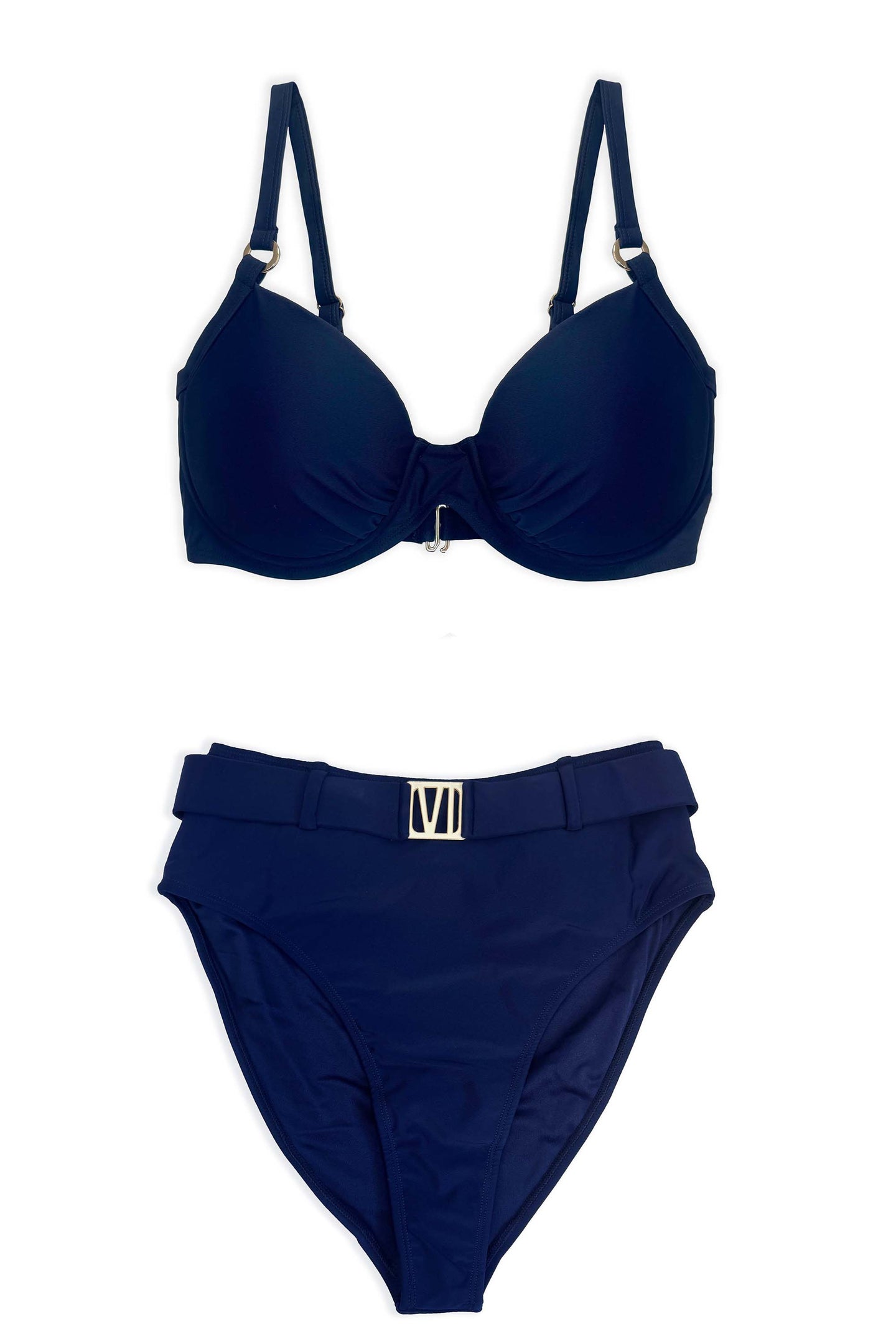 VI Nice High Waist Belted Bikini Bottom | Nauti Navy